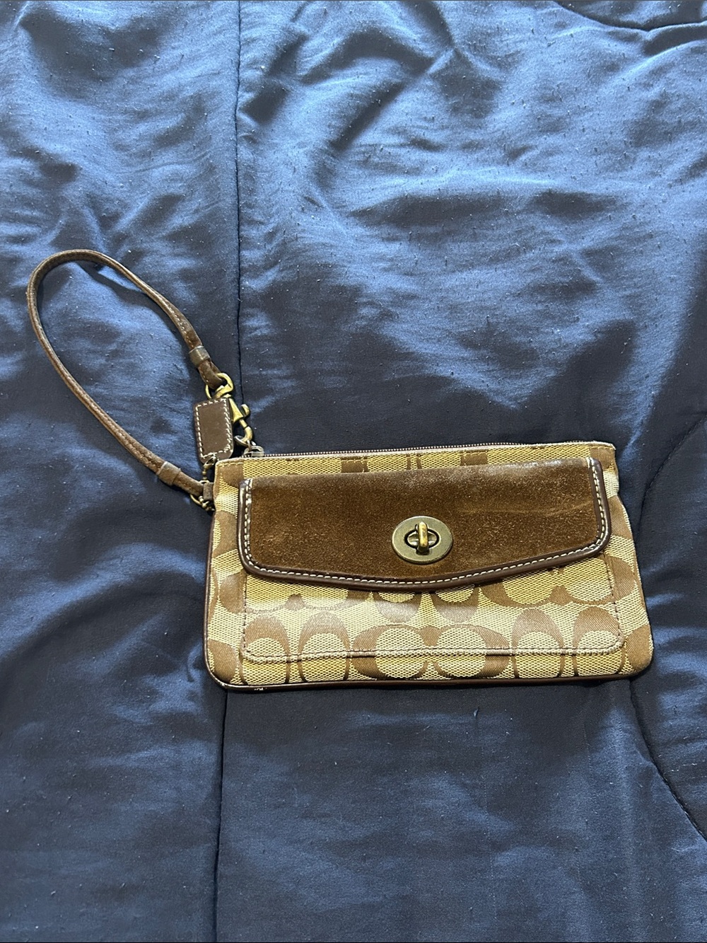 Coach Signature Canvas Wristlet with Signature Flap